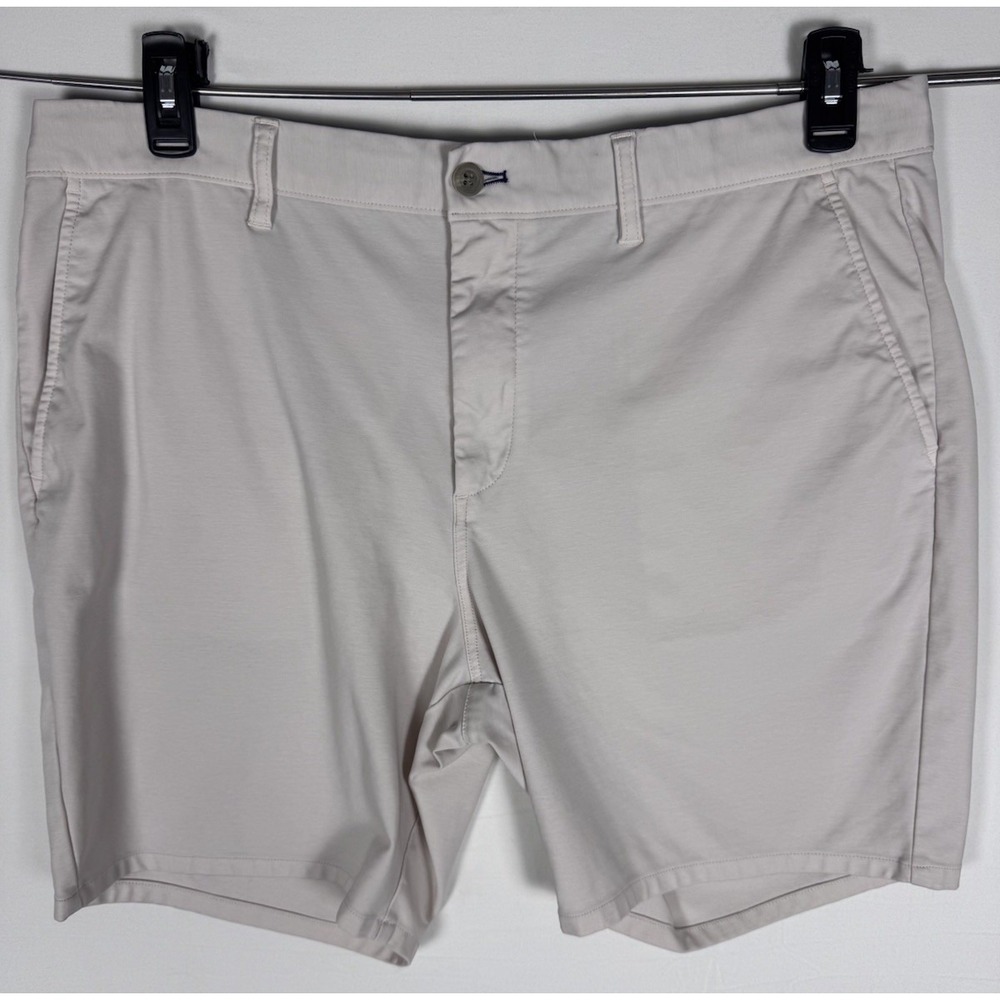 Johnnie-O Shorts Mens 38 Beige Khaki Performance Golf Casual Stretch Flat Front